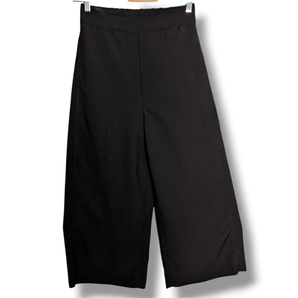 Madewell Womens Pull On Elastic Waistband Wide Leg Pants Crop Black Size XS